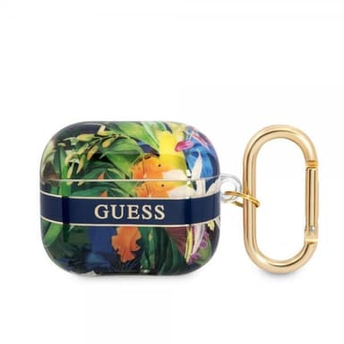 Guess AirPods 3 Kuori Flower Print & Gold Hook Sininen