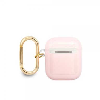 Guess AirPods 1/2 Kuori Printed Stripe & Gold Hook Vaaleanpunainen