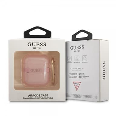 Guess AirPods 1/2 Kuori Printed Stripe & Gold Hook Vaaleanpunainen