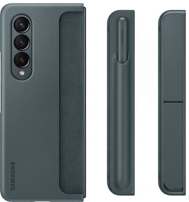 Samsung Galaxy Z Fold 4 suojakuori jalustalla + kynä (harmaanvihreä)