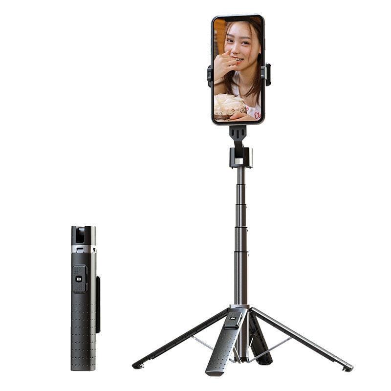 Mobiilijalustainen selfie-tikku langattomalla Bluetooth-kaukosäätimellä Musta