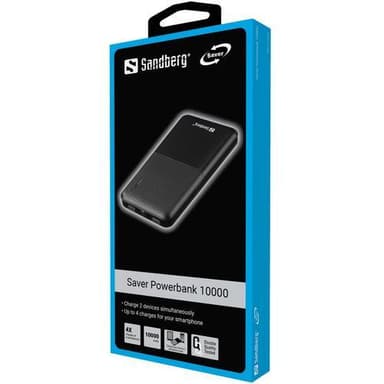 10 000 mAh Saver Power Bank, musta