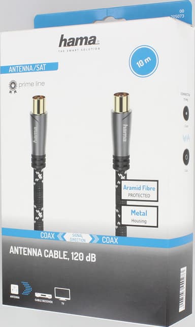 Hama 120 dB antennikaapeli (musta/harmaa, 10 m)
