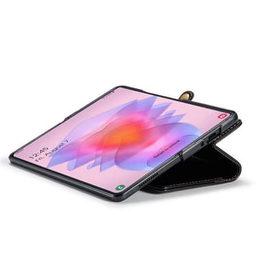 Lompakkokotelo 3-kortti aitoa nahkaa Samsung Galaxy Z Fold 4 - Musta