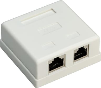 Goobay 2-porttinen RJ45-pinta-asennuskotelo, CAT 6, STP, valkoinen
