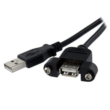 StarTech.com 30 cm panelmontering USB-kabel A till A - F/M, 0,3 m, USB A, USB A,