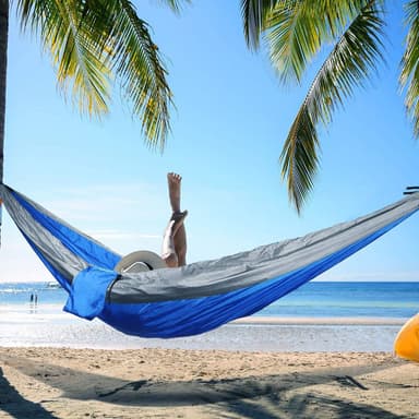 Camping riippumatto puuhihnoilla Sininen