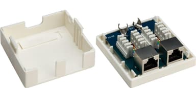 Goobay 2-porttinen RJ45-pinta-asennuskotelo, CAT 6, STP, valkoinen