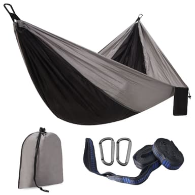 Camping riippumatto puuhihnoilla harmaa