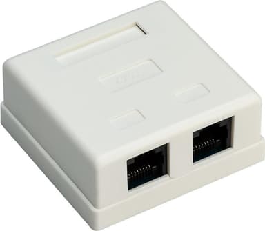 2-porttinen RJ45-pinta-asennusasennus, CAT 6, UTP, valkoinen