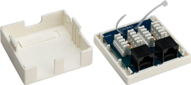 2-porttinen RJ45-pinta-asennusasennus, CAT 6, UTP, valkoinen