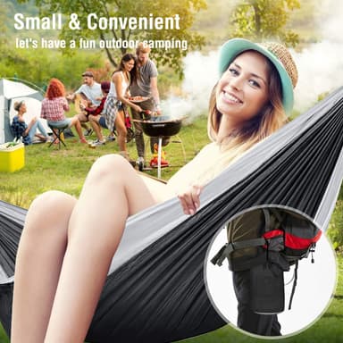 Camping riippumatto puuhihnoilla harmaa