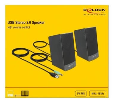Delock Stereo 2.0 PC Speaker with 3.5 mm stereo jack male and USB powe