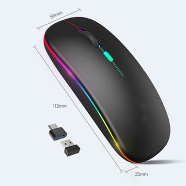 Langaton hiiri RGB-LED-kaksoistilassa Bluetooth/Wi-Fi Musta