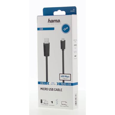 HAMA Cable Micro-USB 2.0 480 Mbit/s 1,5m Black