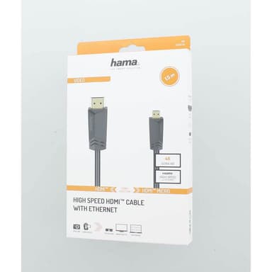 Hama HDMI A-HDMI Micro D kaapeli Ethernet (1,5m)