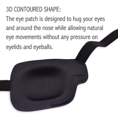 3D-silmämaski oikealle silmälle säädettävällä soljella Musta