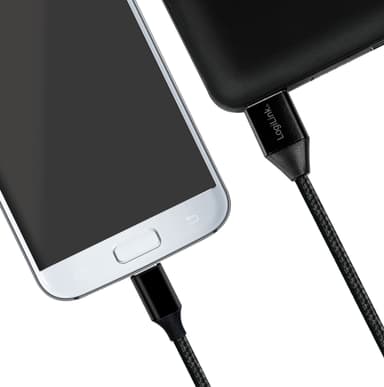USB-MicroUSB lataus-/synkronointikaapeli 15W 0,3m TextiL