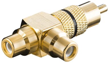 Goobay RCA Y-sovitin  miehestä 2x naaraan  kultainen versio  musta