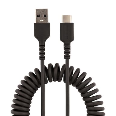 StarTech.com 50 cm USB-A till C-laddningskabel, kraftig spiralkabel för snabb l