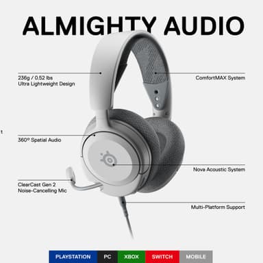 SteelSeries Arctis Nova 1P pelikuulokkeet (valkoinen)