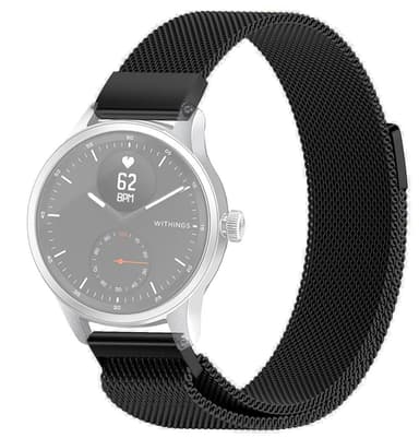 SKALO Milanese Loop to Withings ScanWatch 42mm - Musta