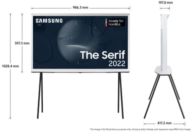 Samsung 43   The Serif 4K QLED älytelevisio (2022, Cloud White)
