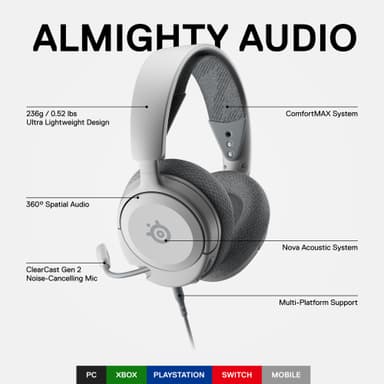 SteelSeries Arctis Nova 1 pelikuulokkeet (valkoinen)