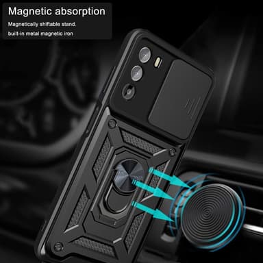 SKALO Motorola Moto G52 Armor hybridi metallirengas kameran liukusäädin - - Punainen