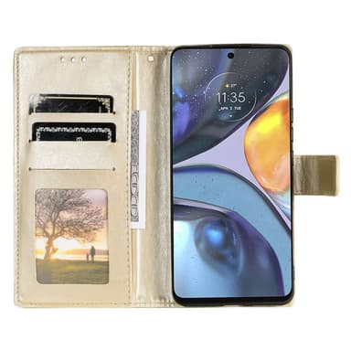 SKALO Motorola Moto G22 Mandala lompakkokotelo - Kulta