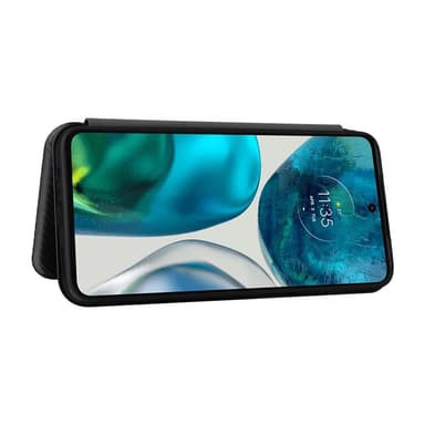 SKALO Motorola Moto G52 Carbon Fiber Lompakkokotelo - Musta