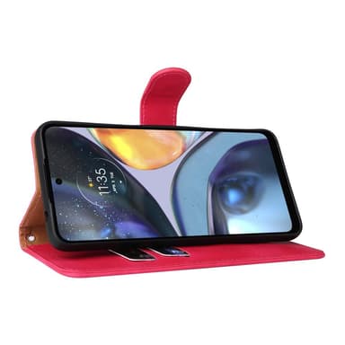SKALO Motorola Moto G22 Matt PU Nahka lompakkokotelo - Cerise