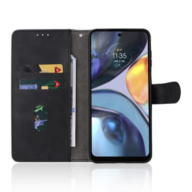 SKALO Motorola Moto G22 Matt PU Nahka lompakkokotelo - Musta
