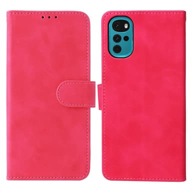 SKALO Motorola Moto G22 Matt PU Nahka lompakkokotelo - Cerise