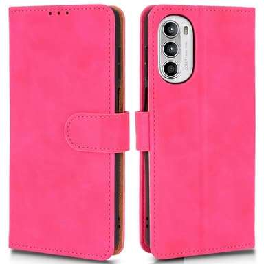 SKALO Motorola Moto G52 Matt PU Nahka lompakkokotelo - Cerise