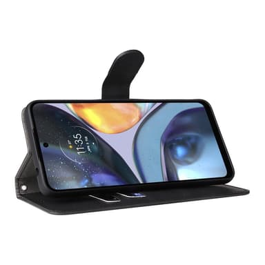 SKALO Motorola Moto G22 Matt PU Nahka lompakkokotelo - Musta