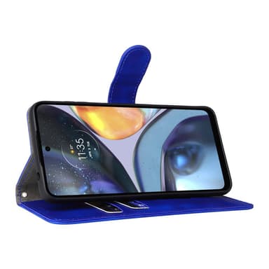 SKALO Motorola Moto G22 Matt PU Nahka lompakkokotelo - Sininen