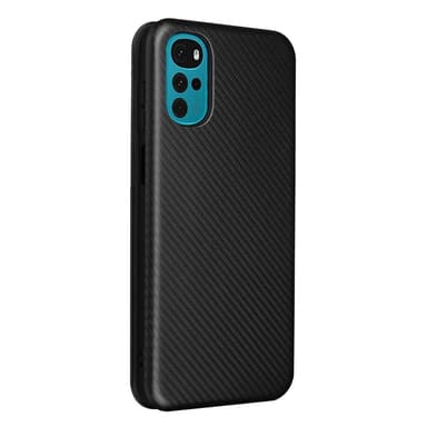 SKALO Motorola Moto G22 Carbon Fiber Lompakkokotelo - Musta
