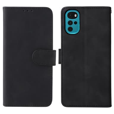 SKALO Motorola Moto G22 Matt PU Nahka lompakkokotelo - Musta