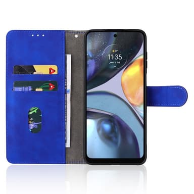 SKALO Motorola Moto G22 Matt PU Nahka lompakkokotelo - Sininen