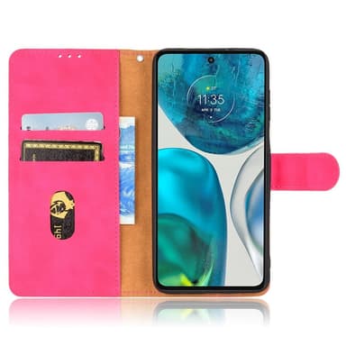 SKALO Motorola Moto G52 Matt PU Nahka lompakkokotelo - Cerise