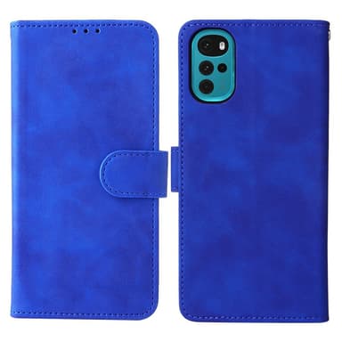 SKALO Motorola Moto G22 Matt PU Nahka lompakkokotelo - Sininen
