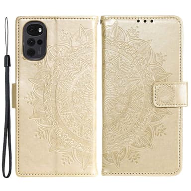 SKALO Motorola Moto G22 Mandala lompakkokotelo - Kulta