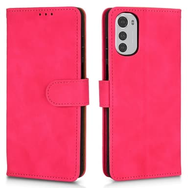 SKALO Motorola Moto E32/E32s Matt PU Nahka lompakkokotelo - Punainen