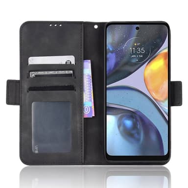 SKALO Motorola Moto G22 6-lokeroa Lompakkokotelo - Musta