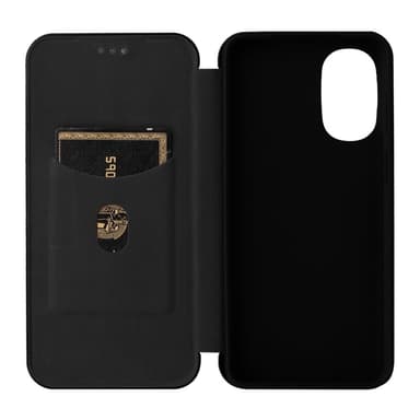 SKALO Motorola Moto G52 Carbon Fiber Lompakkokotelo - Musta