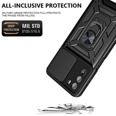 SKALO Motorola Moto G52 Armor hybridi metallirengas kameran liukusäädin - - Punainen