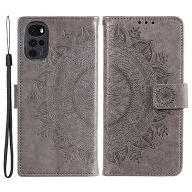 SKALO Motorola Moto G22 Mandala lompakkokotelo - Harmaa