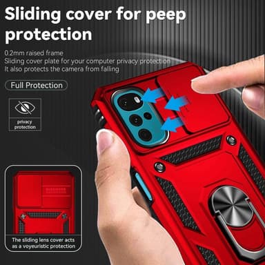 SKALO Motorola Moto G22 Armor hybridi metallirengas kameran liukusäädin - - Punainen