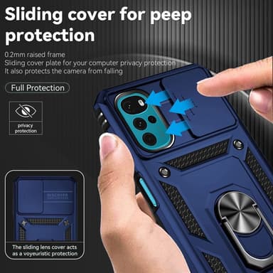 SKALO Motorola Moto G22 Armor hybridi metallirengas kameran liukusäädin - - Sininen